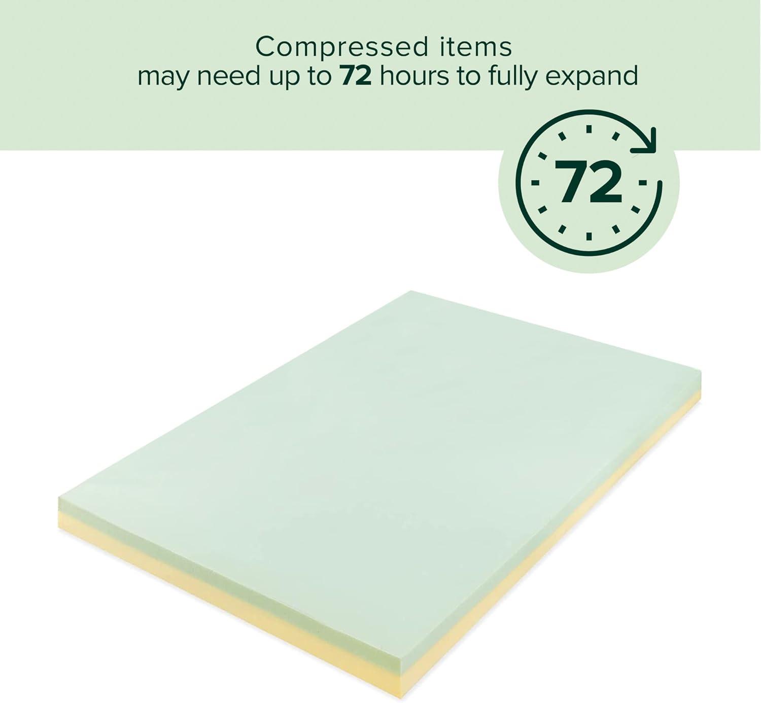 3” Green Tea Memory Foam Mattress Topper, Twin, by Zinus