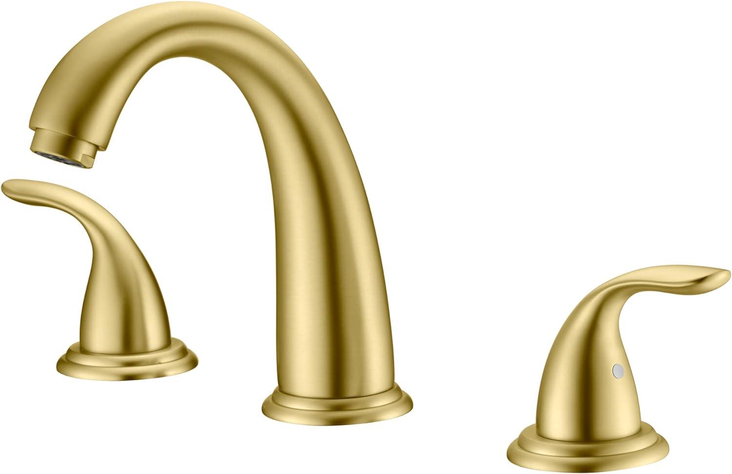 Brushed Gold 3-Hole Roman Tub Faucet with Brass Handles