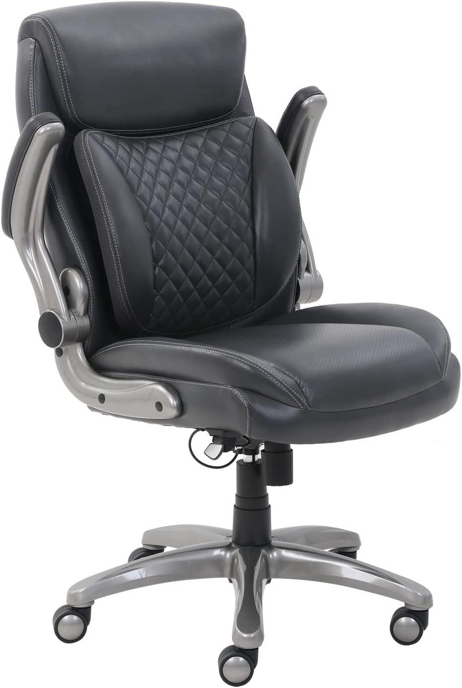 Gray Leather High Back Executive Swivel Office Chair