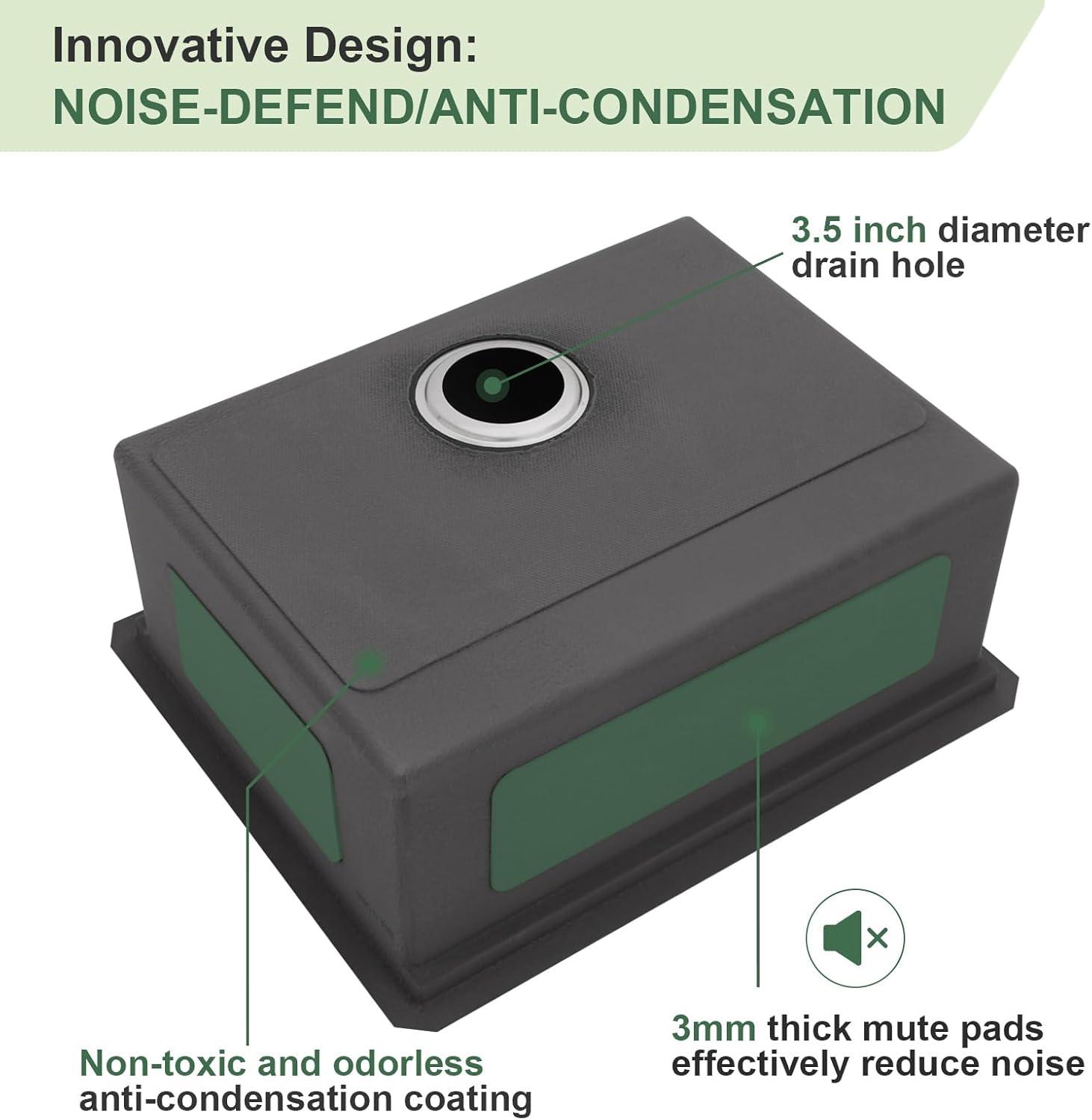 23x19 Inch Undermount Kitchen Workstation Sink - 16 Gauge 304 Stainless Steel Single Bowl With Ledge - Deep Handmade RV Bar Sink