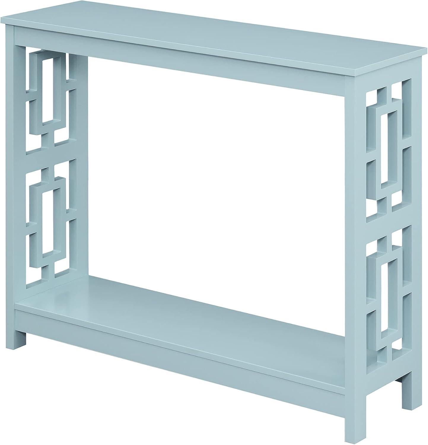 Convenience Concepts Town Square Console Table with Shelf, Sea Foam Blue