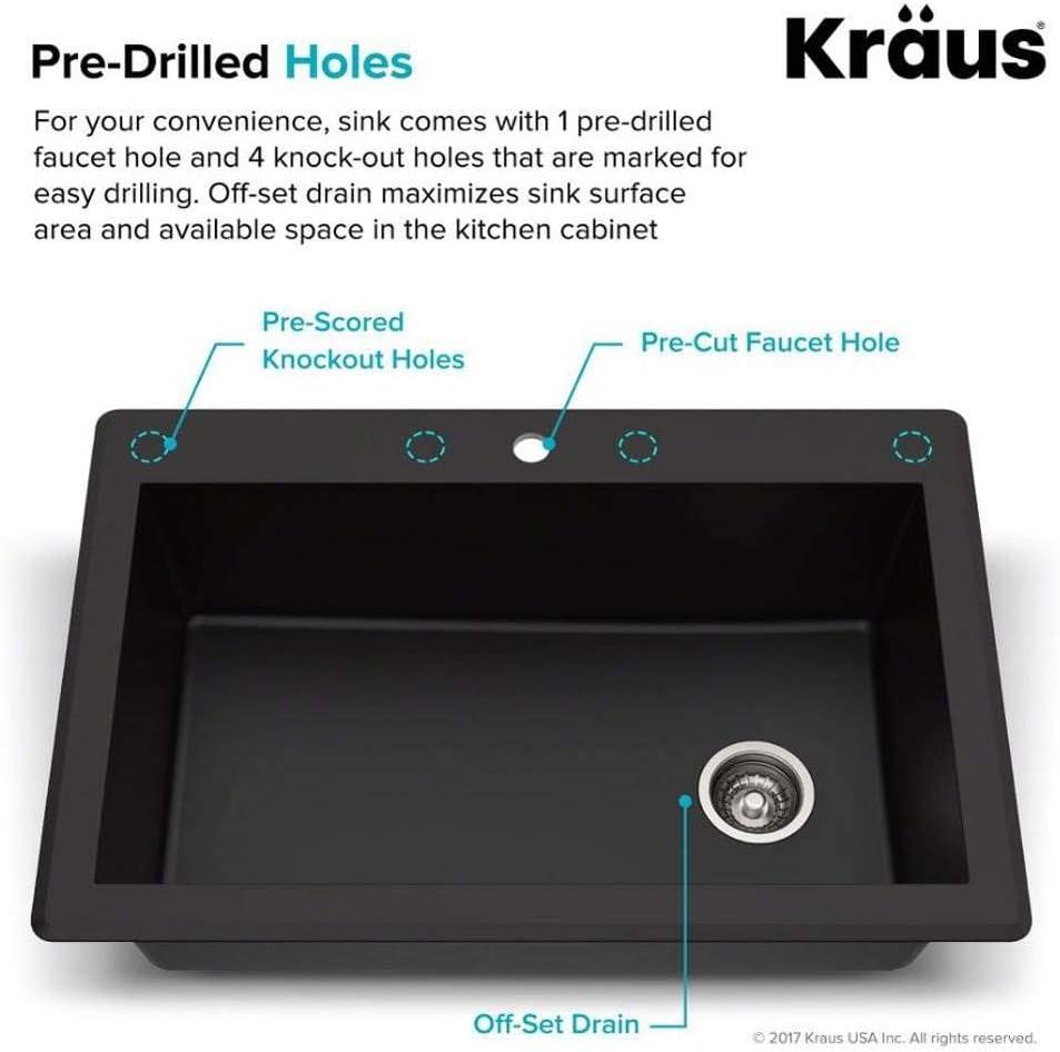 KRAUS Forteza™ 33" L Dual Mount Single Bowl Granite Kitchen Sink