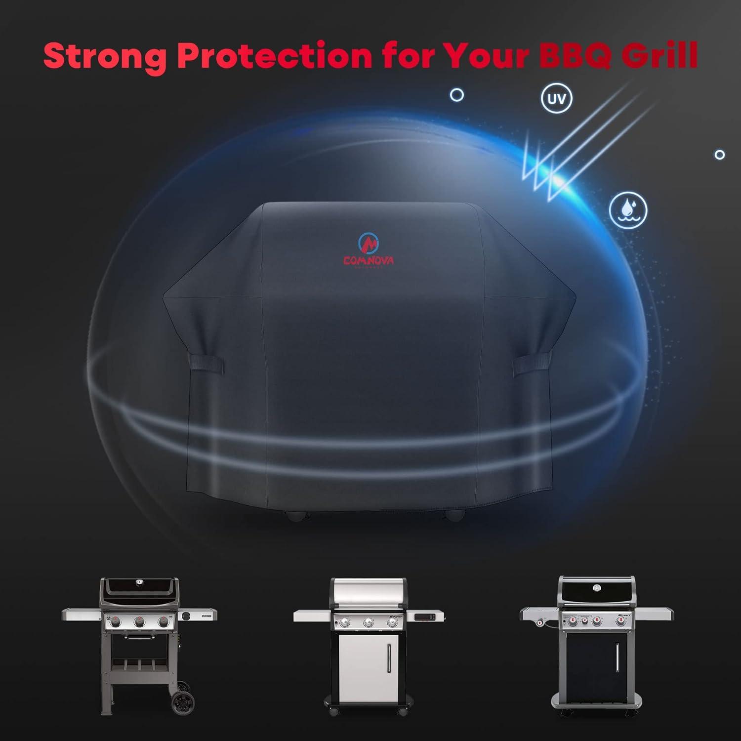KINGLY Heavy Duty 55 Inch Grill Cover for Outdoor Grill,600D Waterproof Fade Resistant 55 Inch BBQ Gas Grill Cover for Weber Outdoor Grill with Strap,Barbecue Cover for Weber Char-Broil Nexgrill,etc