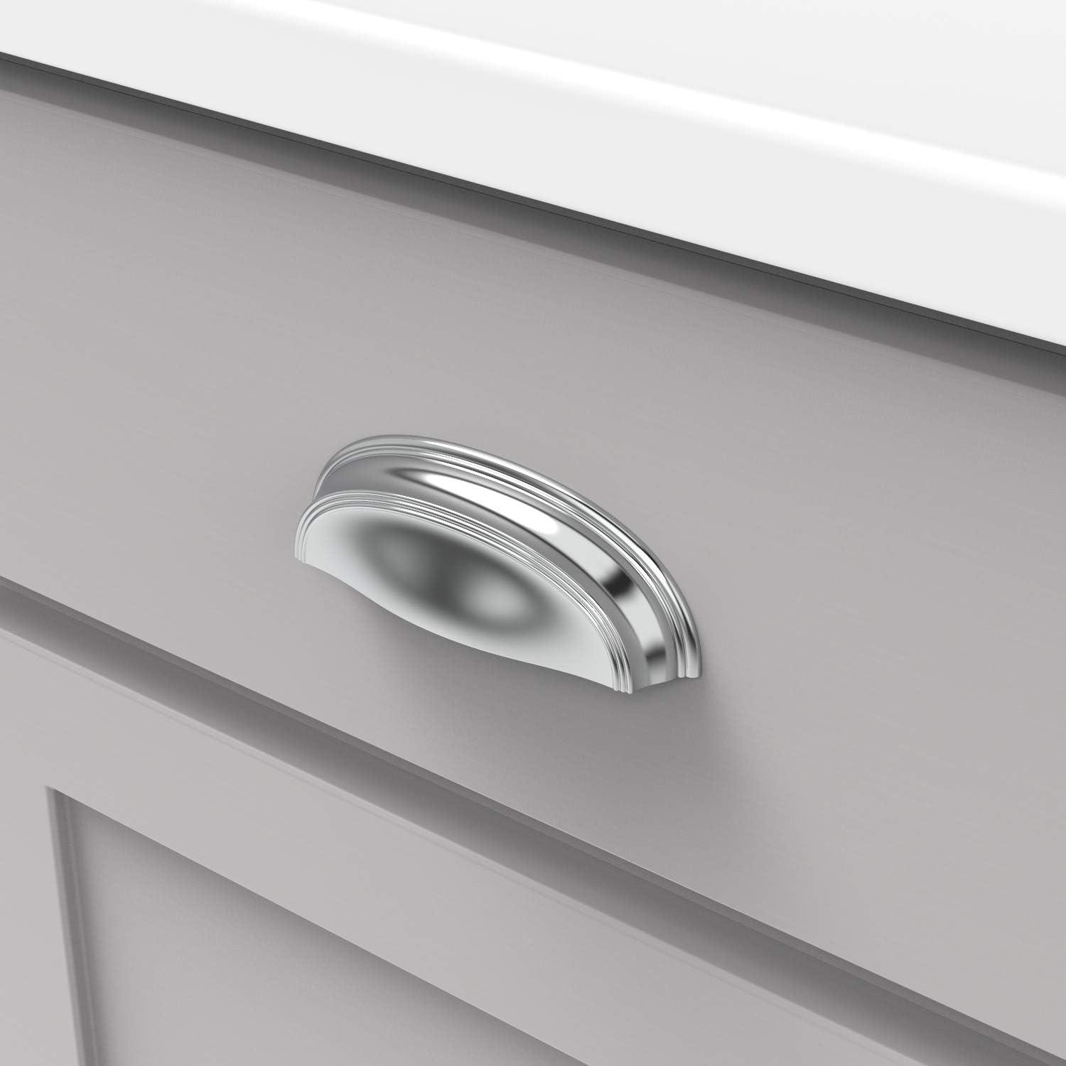 Chrome Brushed Cup Pull with Mounting Hardware