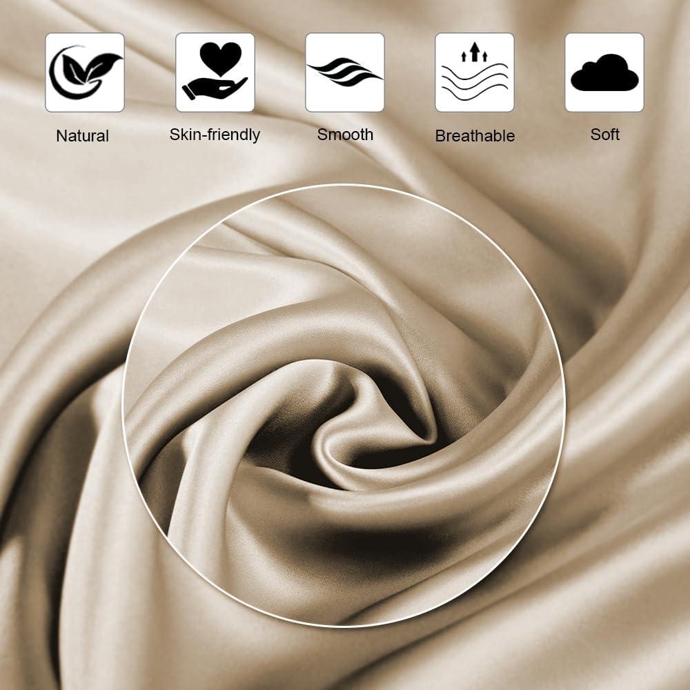 Ravmix Silk Pillow Cases with Zipper, 21momme Mulberry Silk Pillowcase for Hair Skin Health, Soft Smooth Breathable Cool Pillow Cover for Beauty Sleep with Gift Box 1PC(King 20"x36", Taupe)