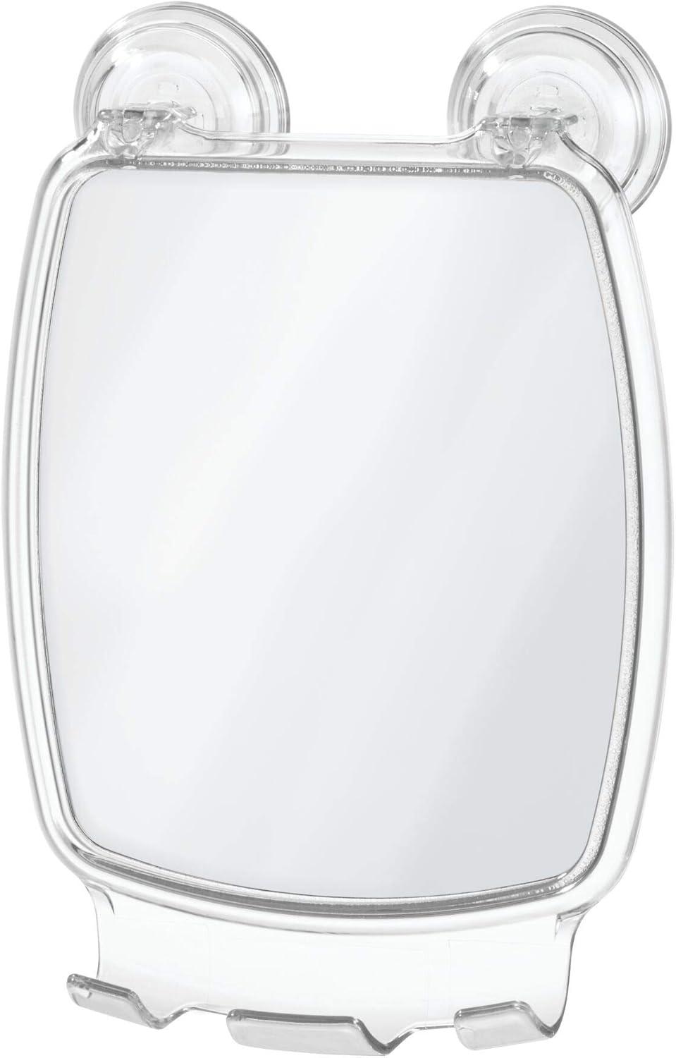 iDesign Clear Power Lock Fog-Free Rectangle Suction Shower Mirror, 6.25" x 8.5" x 2.5"