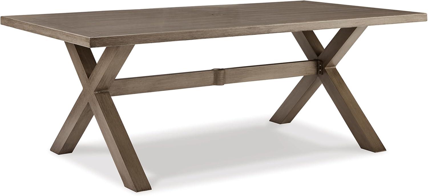 Light Brown Aluminum Rectangular Outdoor Dining Table