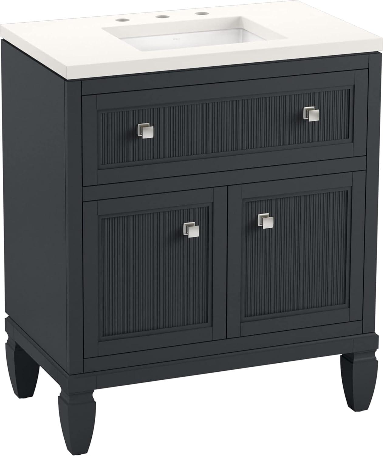 Hearthaven 30'' Free Standing Single Bathroom Vanity Cabinet with Sink and Quartz Top
