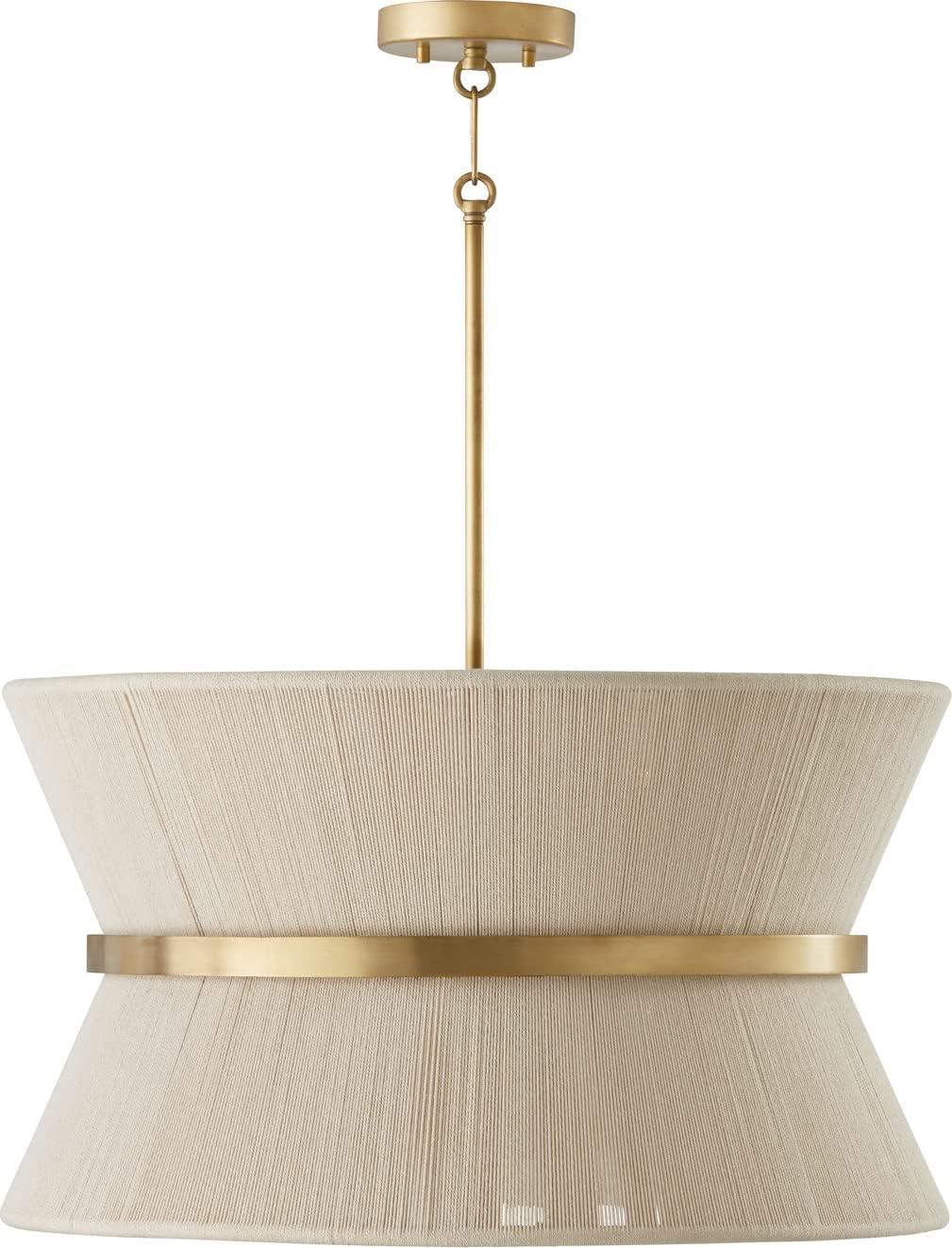 8 Light Pendant-Bleached Natural Rope/Patinaed Brass Finish Capital Lighting 341281Np