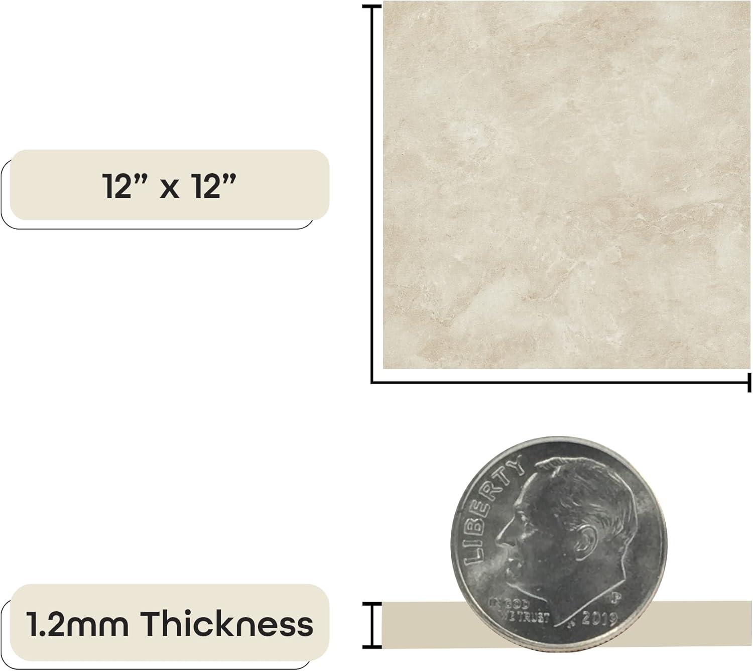 Marble 12" x 12" x 1.2mm Luxury Vinyl Tile in Carrera