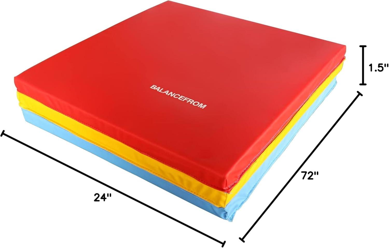 BalanceFrom Fitness Balancefrom Fitness Gogym 6' X 2' X 1.5" Folding 3 Panel Exercise Gym Mat, Blue