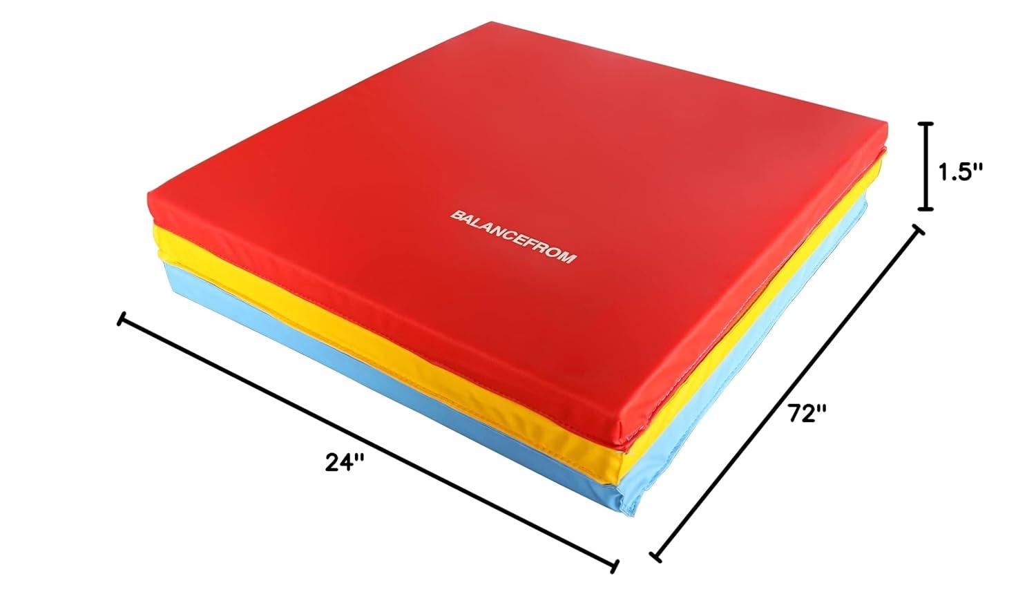 BalanceFrom Fitness Balancefrom Fitness Gogym 6' X 2' X 1.5" Folding 3 Panel Exercise Gym Mat, Blue