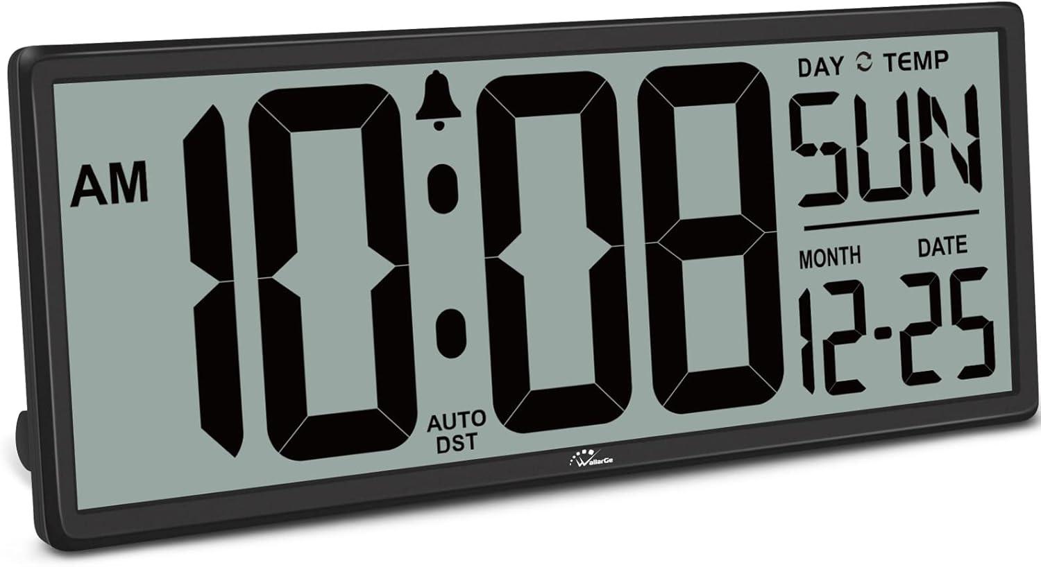 14.5'' Black Large Digital Wall Clock with Jumbo LCD Display