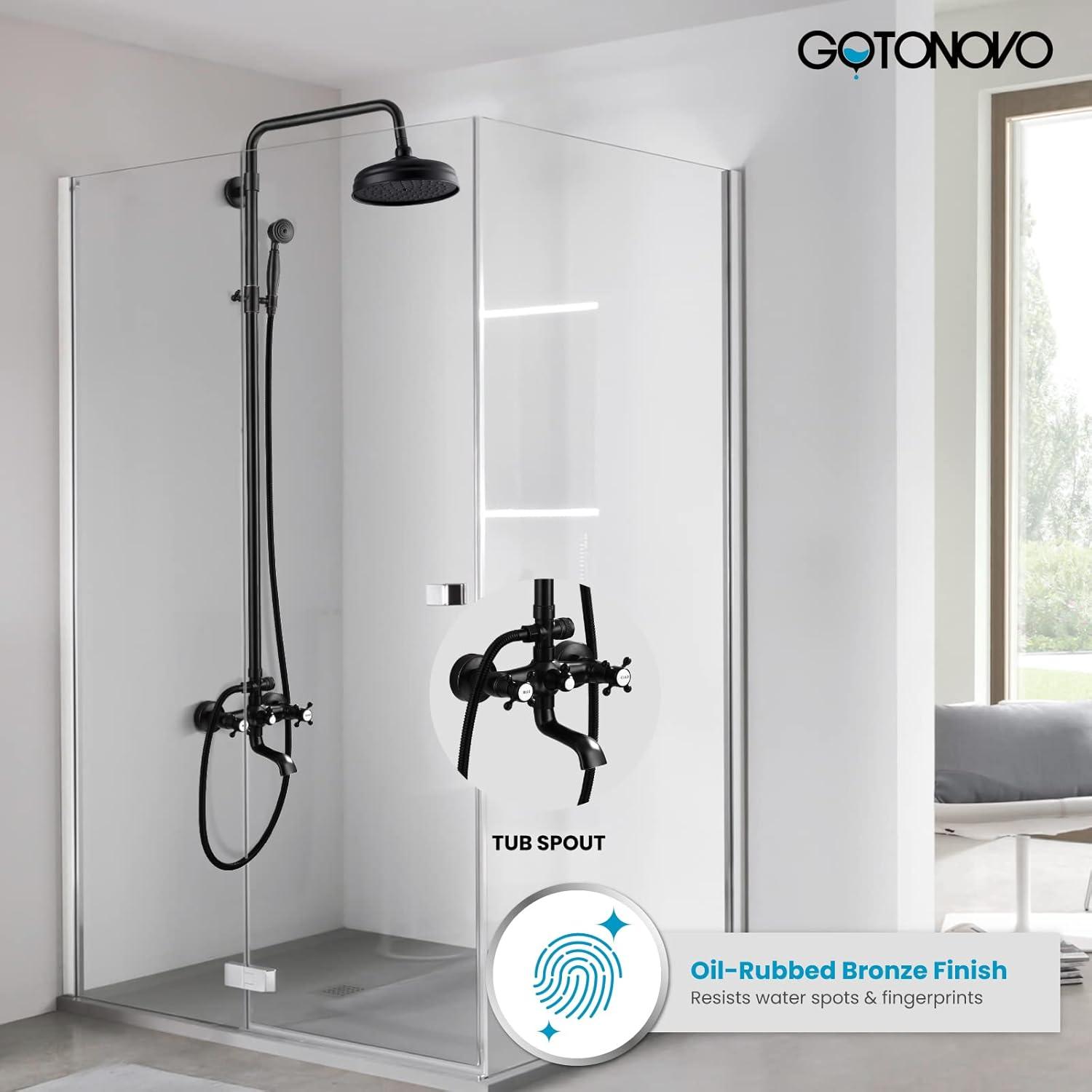 Oil Rubbed Bronze Adjustable Rain Shower Faucet with Handheld Sprayer