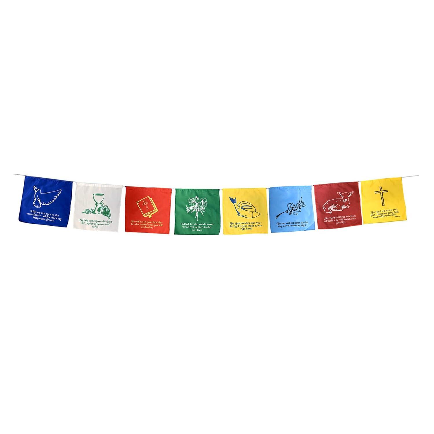 Christian Flag Church Decoration Bible Psalm 121 Faith Banner Worship Prayer Flags for Nursery Wall Wedding Bulletin Board Garden Décor