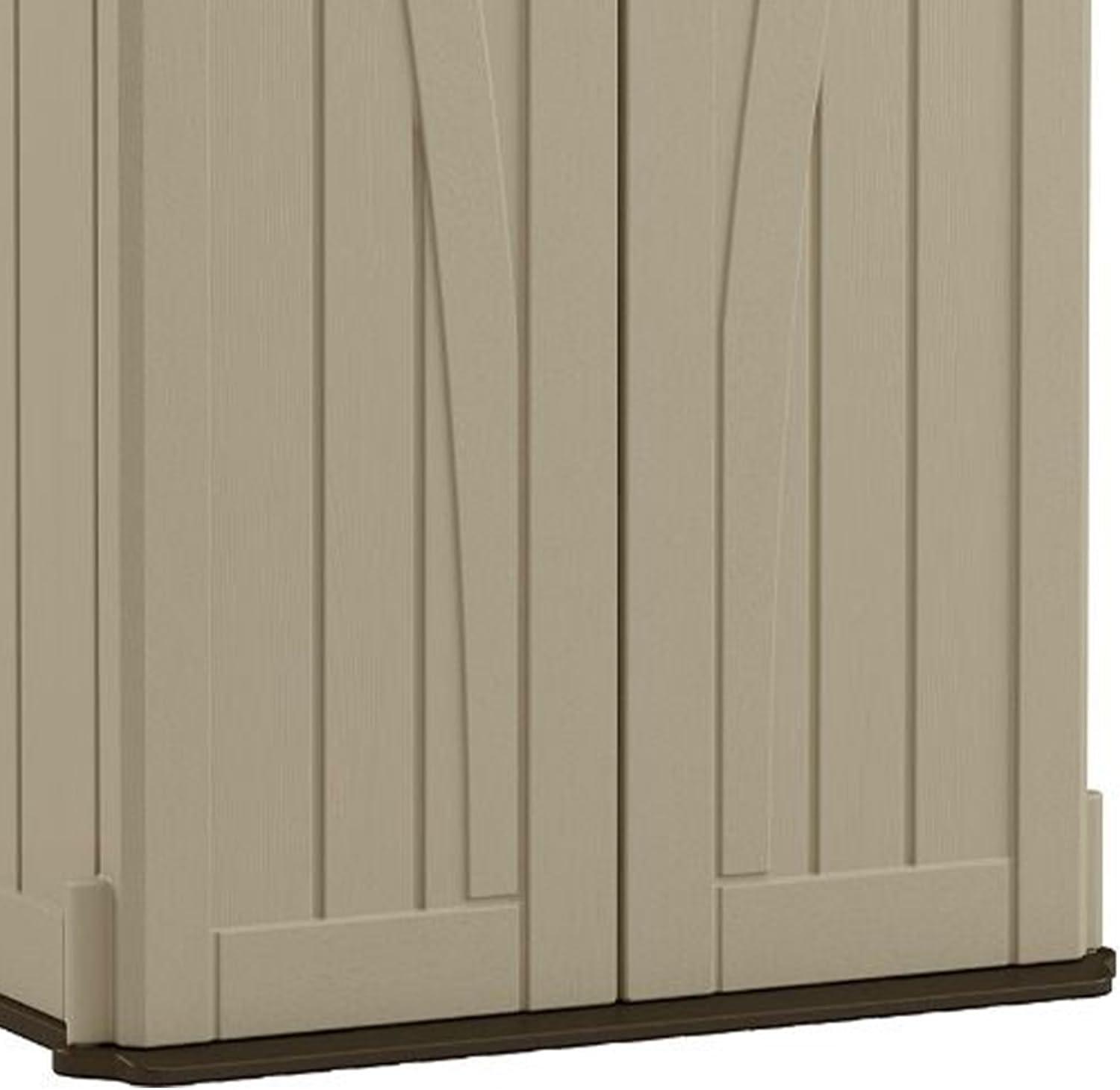 Suncast BMS2000 22-Cubic Feet Durable All-Weather UV-Resistant Vertical Tall Storage Shed for Garden, Backyard, Patio, or Pool Supplies, Brown