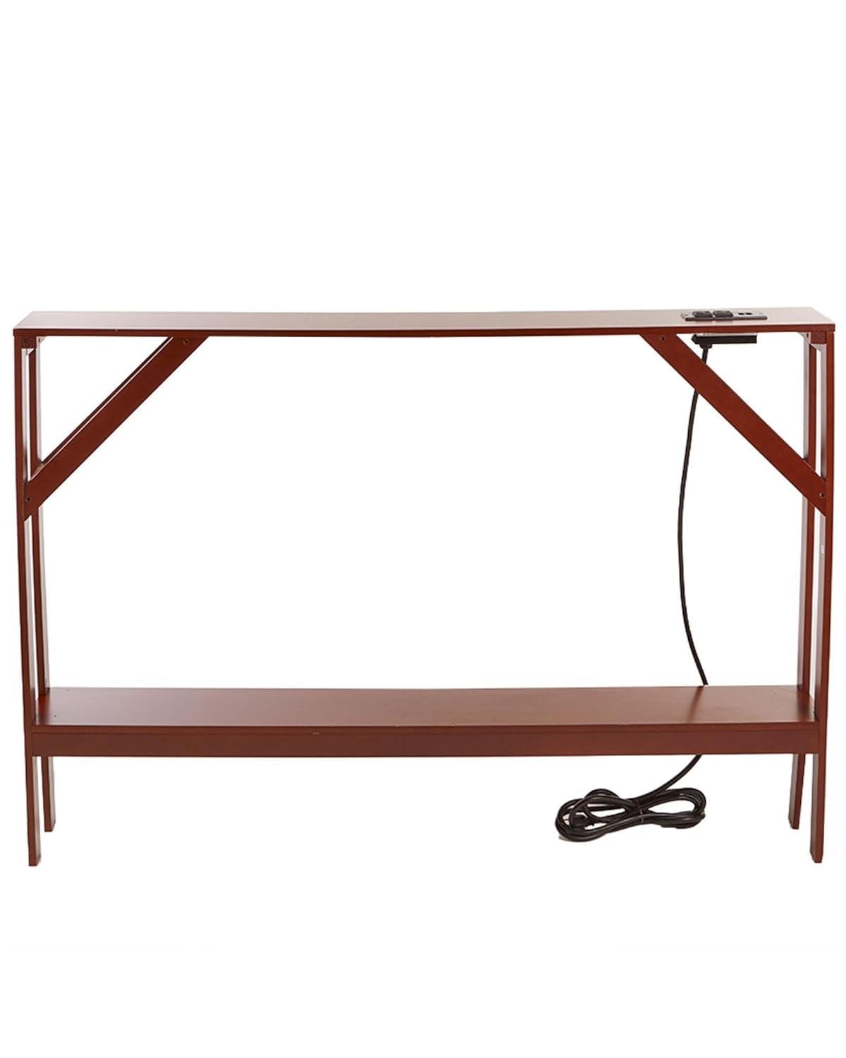 The Lakeside Collection Skinny Sofa Table with Outlet - Walnut