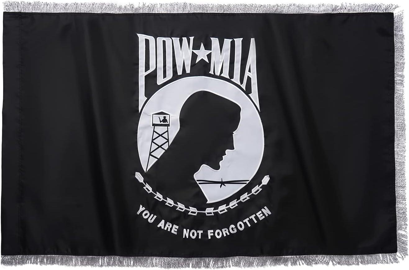 POW MIA 3x5 Nylon Flag - Double Sided and Embroidered - All Weather, Durable, Outdoor Nylon Flag - Front Line Flags
