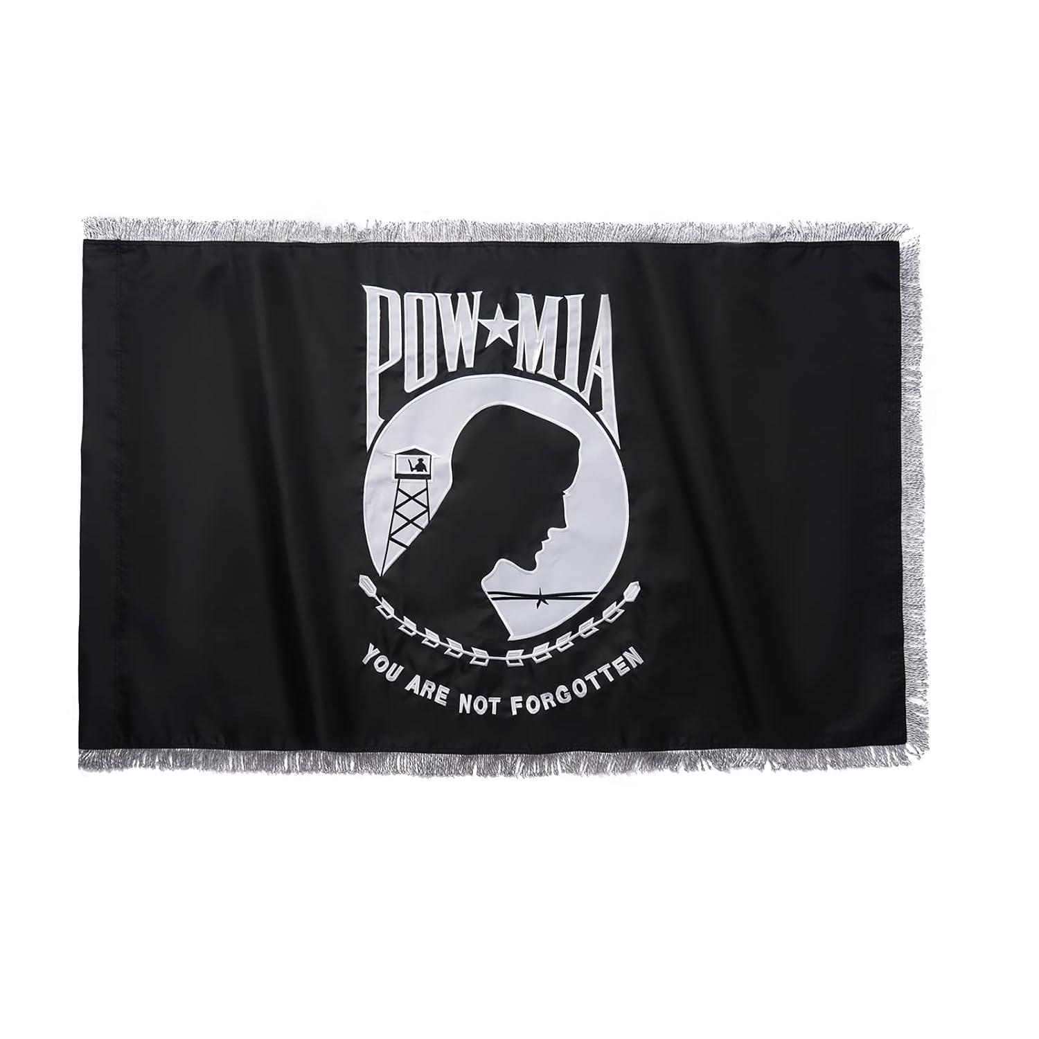 POW MIA 3x5 Nylon Flag - Double Sided and Embroidered - All Weather, Durable, Outdoor Nylon Flag - Front Line Flags
