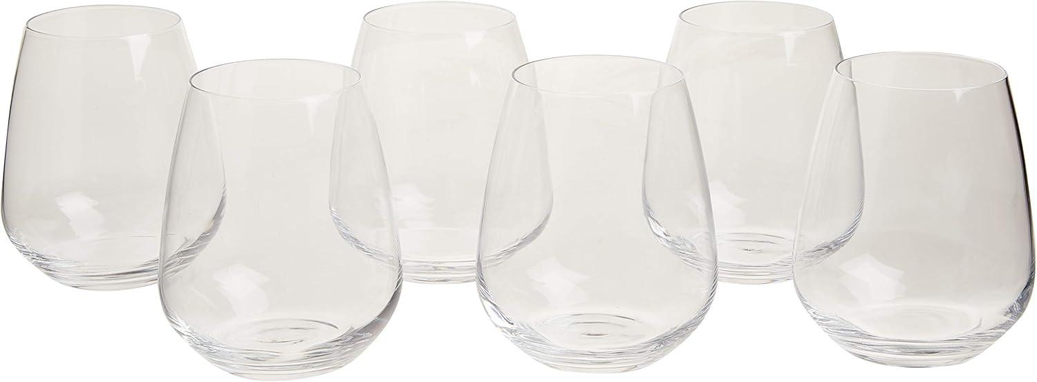 Luigi Bormioli Clear Lead-Free Crystal Stemless Wine Glasses, Set of 6