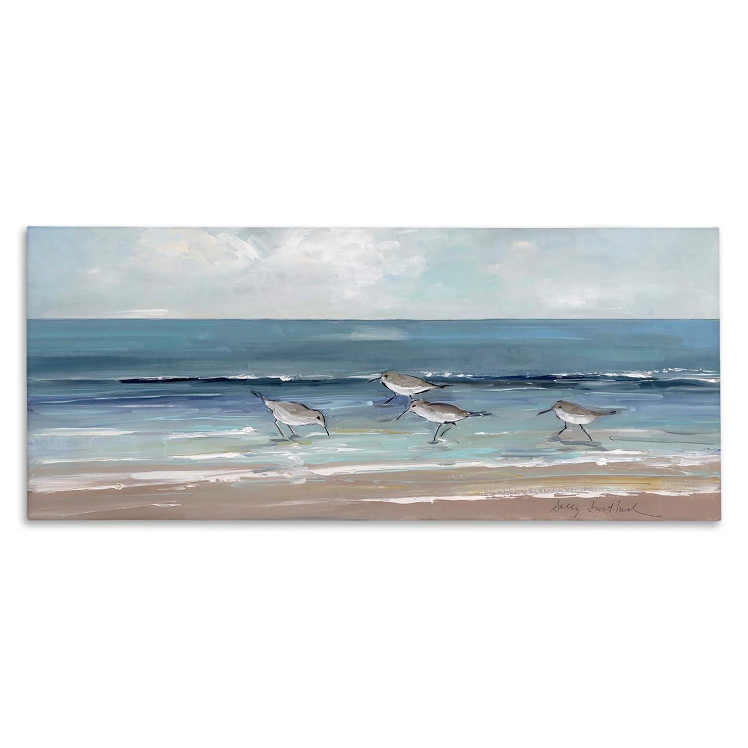 Stupell Industries Sandpipers Birds Cloudy Sky Beach Shore by Sally Swatland - Painting