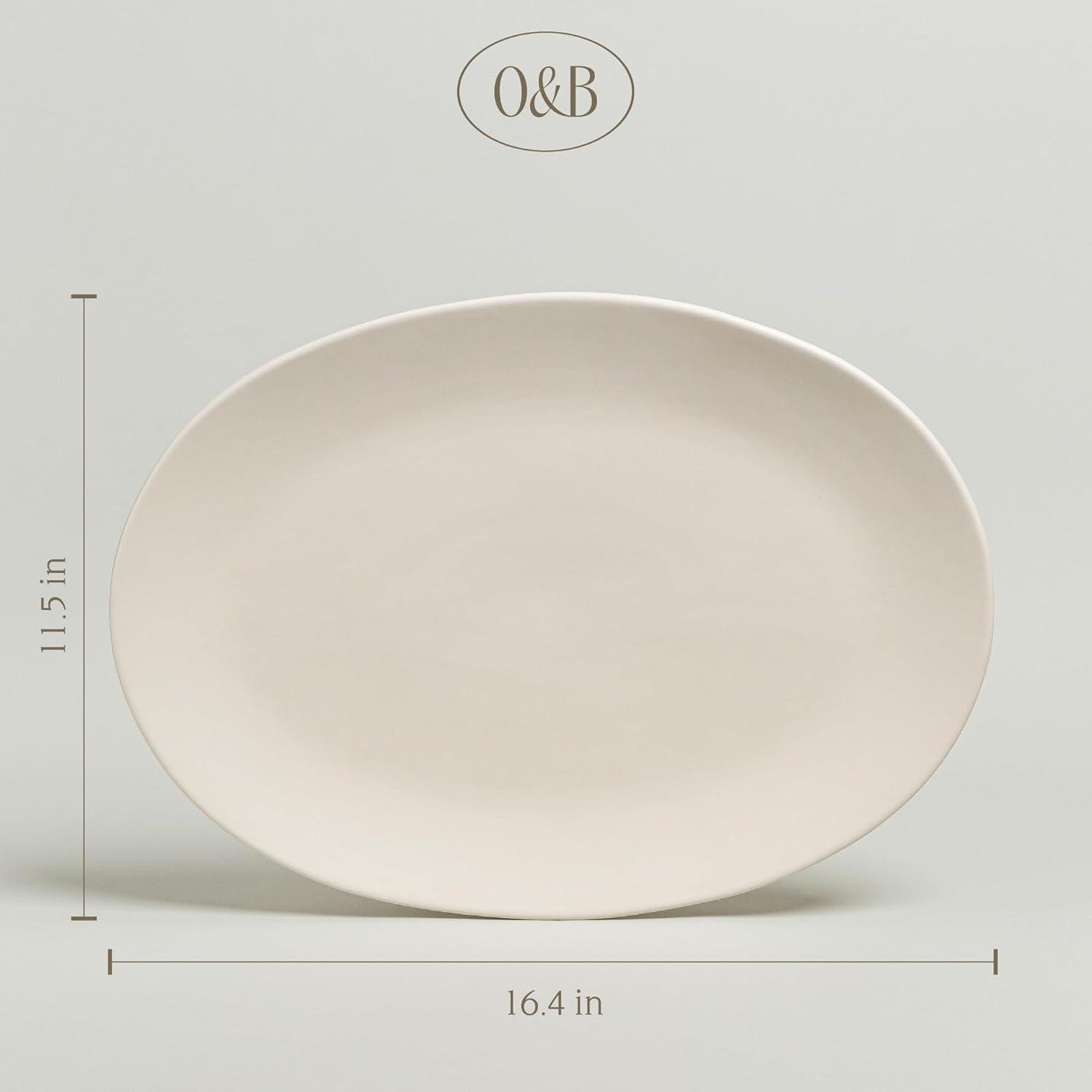 over&back Coupe Oval Serving Platter - Semi- Perfect for Tabletop & Décor