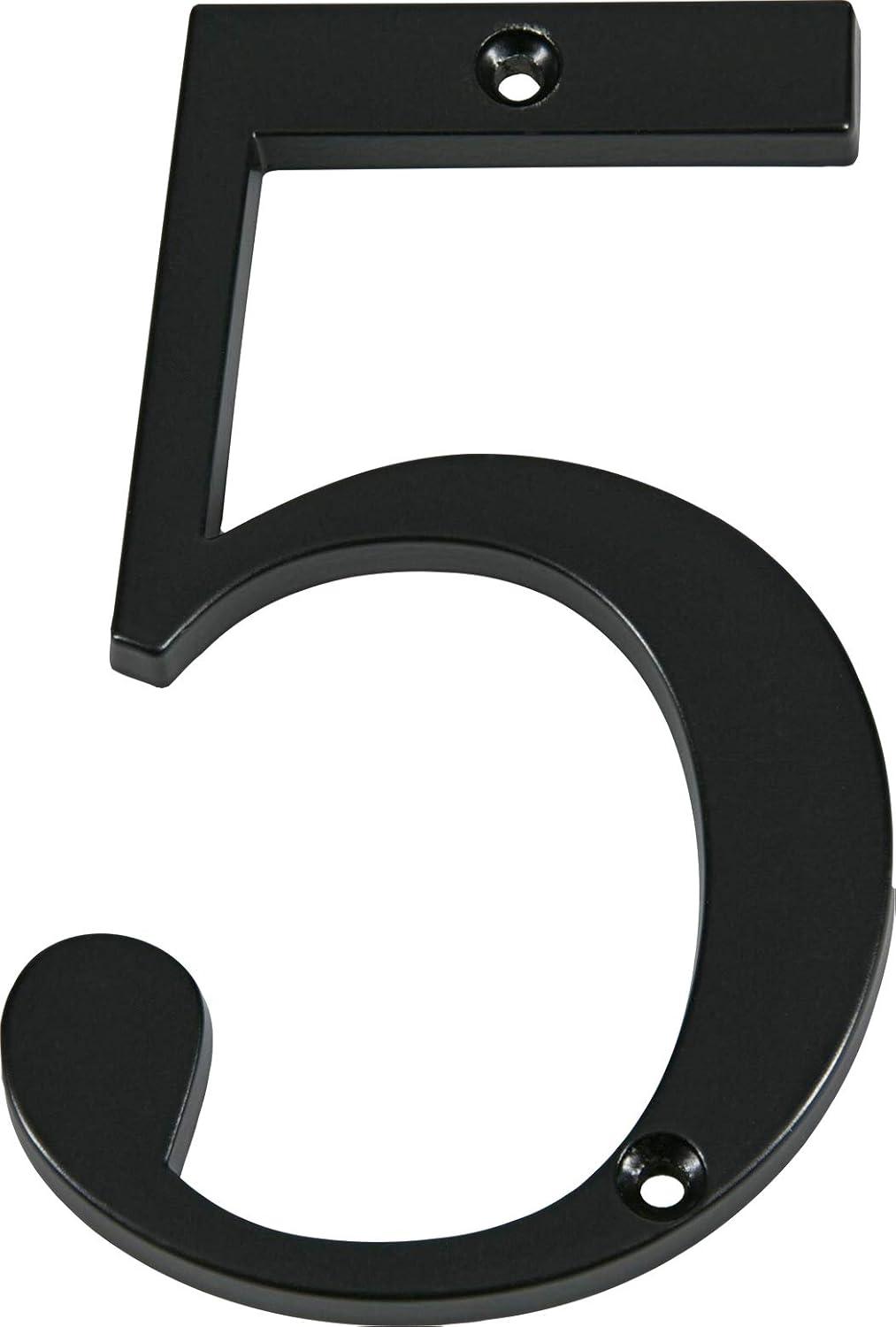 4-Inch Matte Black Zinc House Number 5