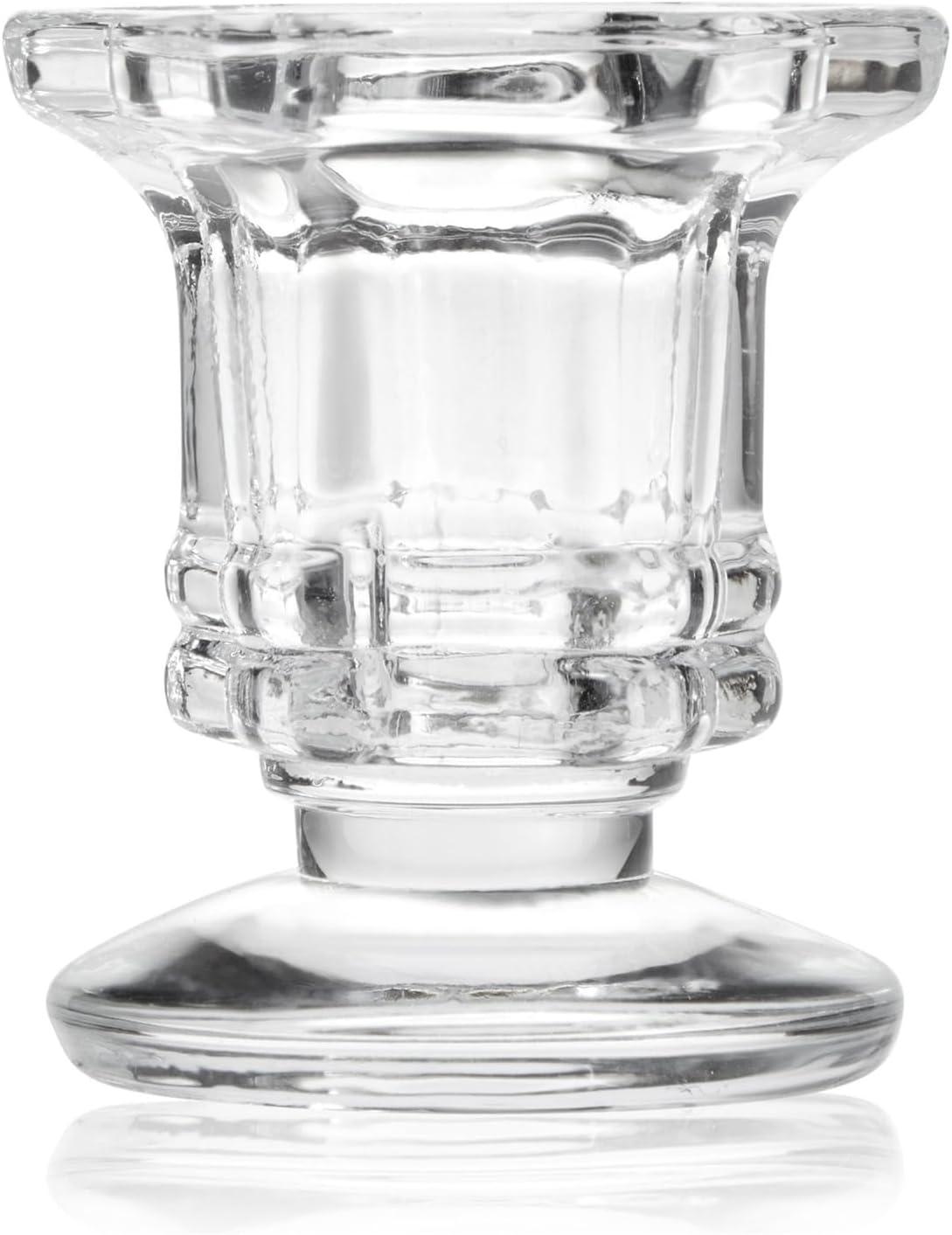 Crystal Glass Candle Holders Set of 12, Clear Taper Candlestick Pillar Candle Holder 2"x2"x2.3"