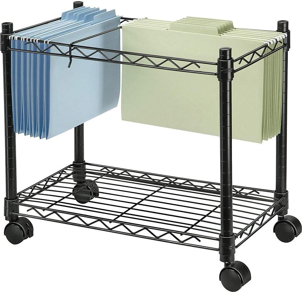 Black High-Capacity Rolling File Cart with Shelf