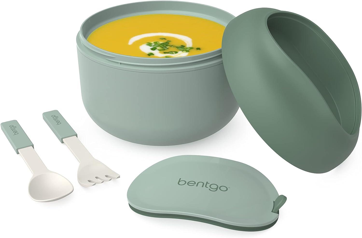 Khaki Green Insulated Leak-Resistant Bowl with Utensils