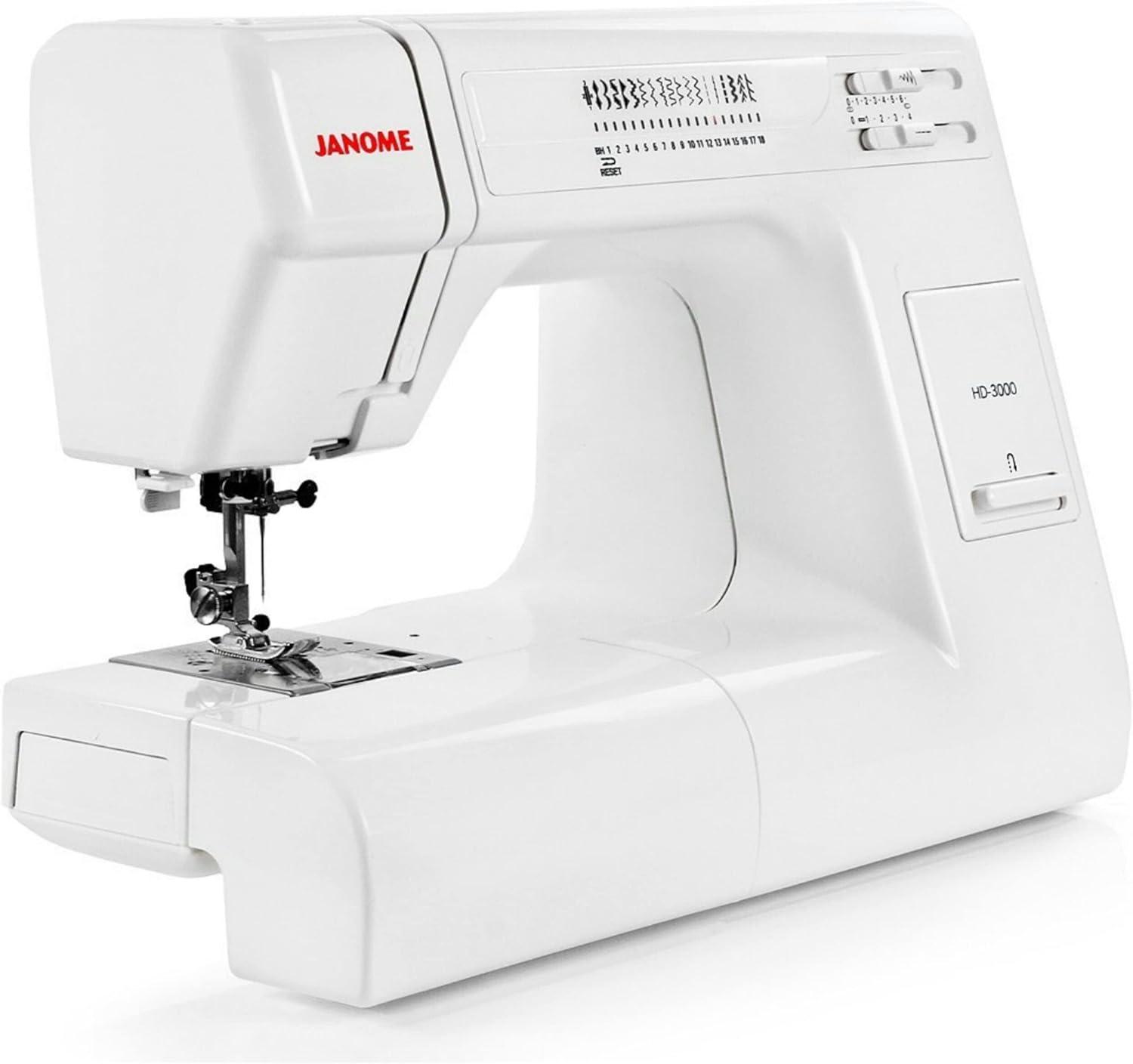 Janome HD3000 Heavy-Duty Sewing Machine with 18 Built-in Stitches + Hard Case