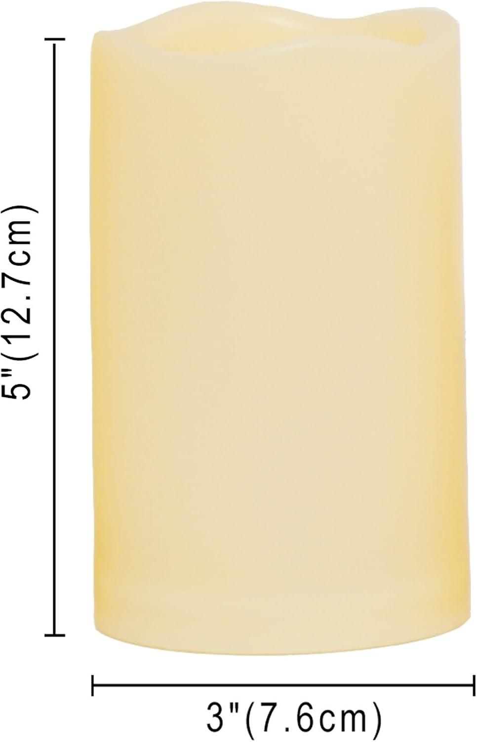 Outdoor Waterproof Flameless LED Pillar Candle with Remote and Timer Battery Operated Plastic Flickering Decorative Candle Light for Halloween Christmas Wedding Party Event Dcor Supplies 3"x 4"