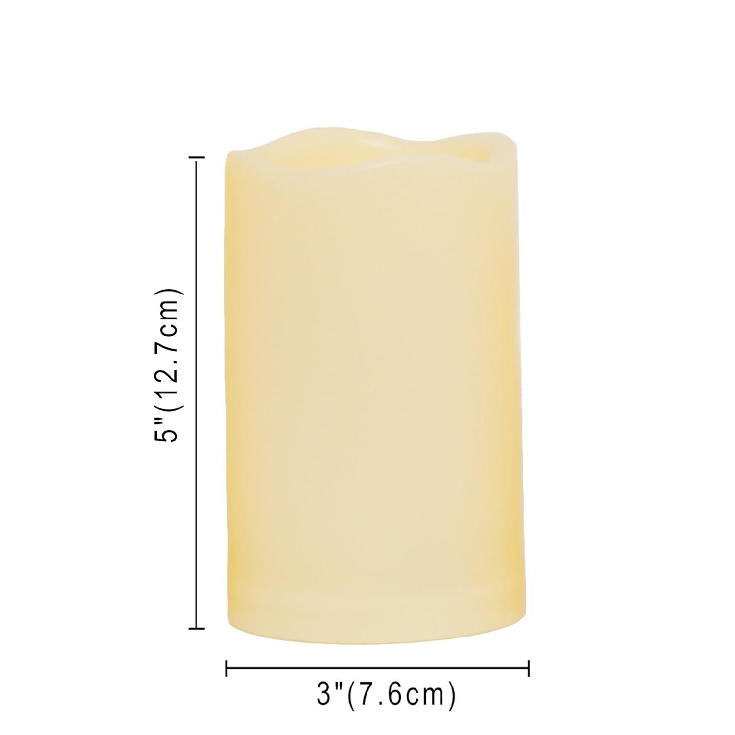 Outdoor Waterproof Flameless LED Pillar Candle with Remote and Timer Battery Operated Plastic Flickering Decorative Candle Light for Halloween Christmas Wedding Party Event Dcor Supplies 3"x 4"