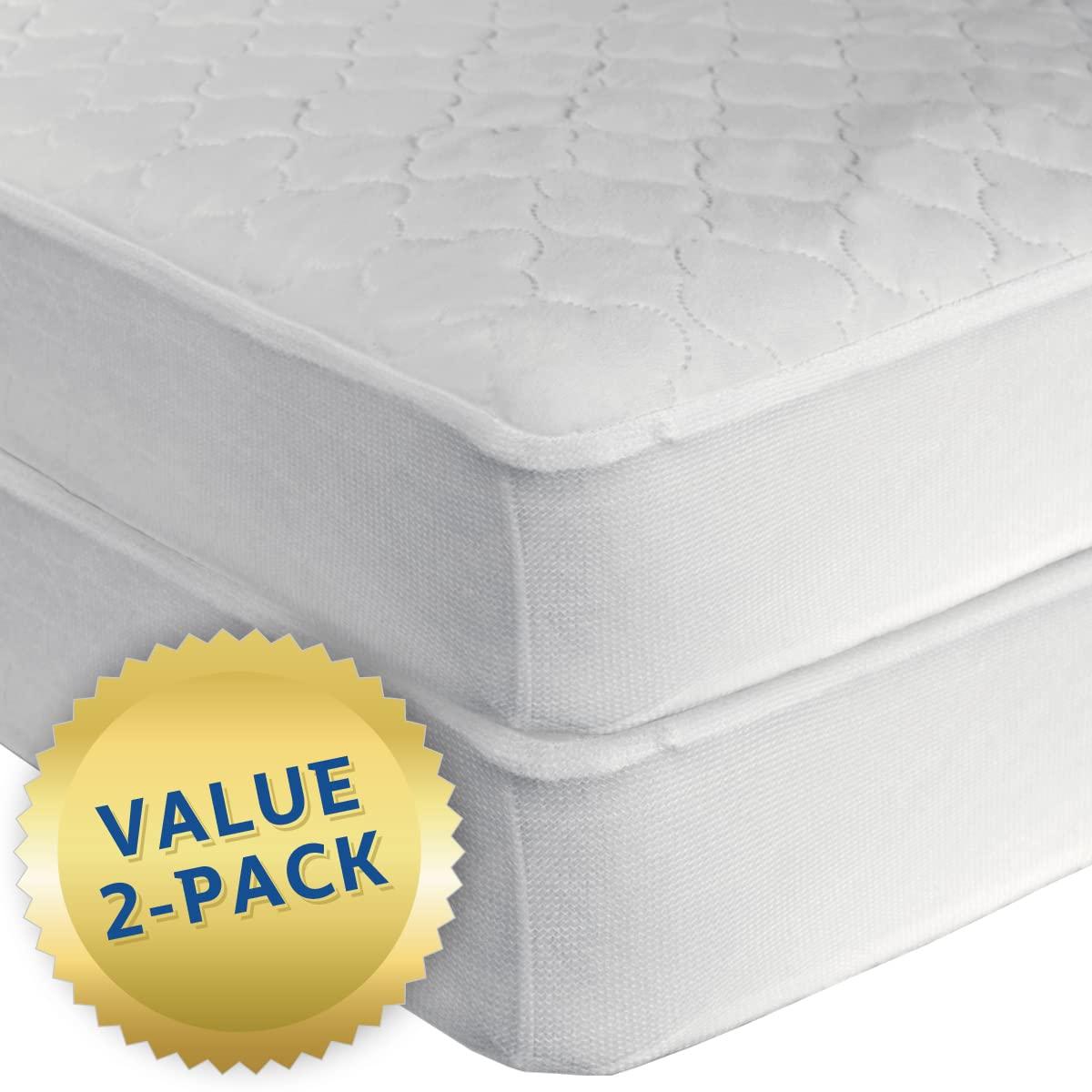 Sealy Secure Stay Waterproof Mattress Pads, Crib, White, 2-Pieces, 52" L x 28" W