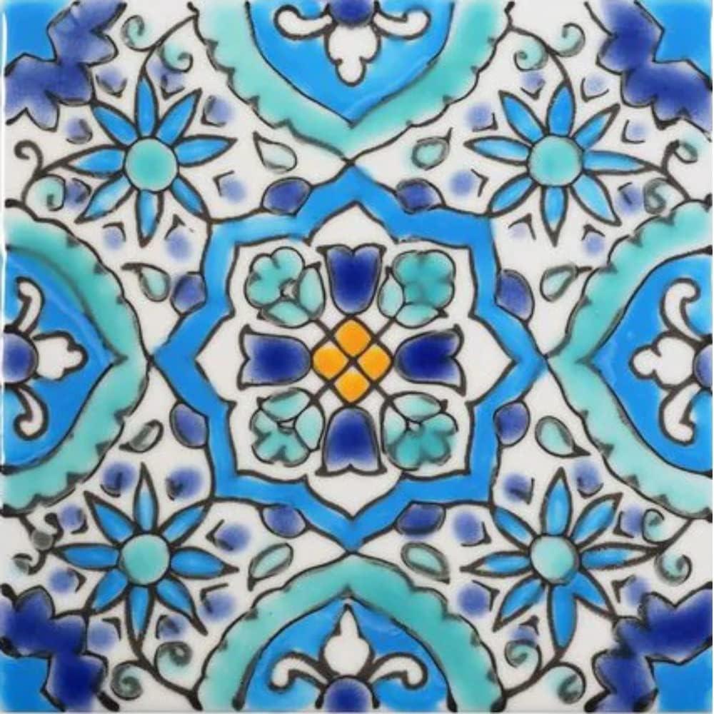 Casablanca Market Mediterranean 4'' x 4'' Hand Painted Ceramic Decorative Accent Tile