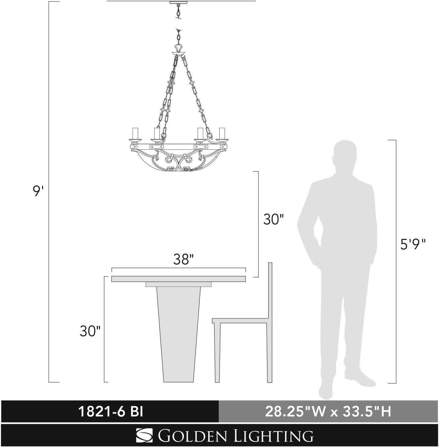 Madera 6 Light Chandelier in Black Iron