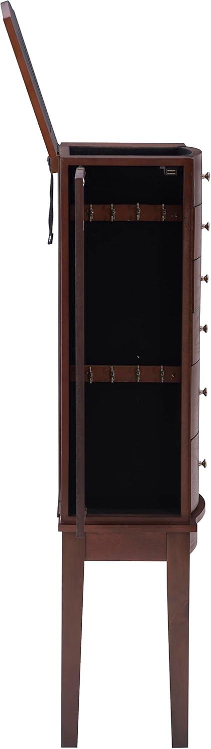 DEBLIT Contemporary Jewelry Armoire with 6 Drawers, Engineered Wood Finish, Merlot