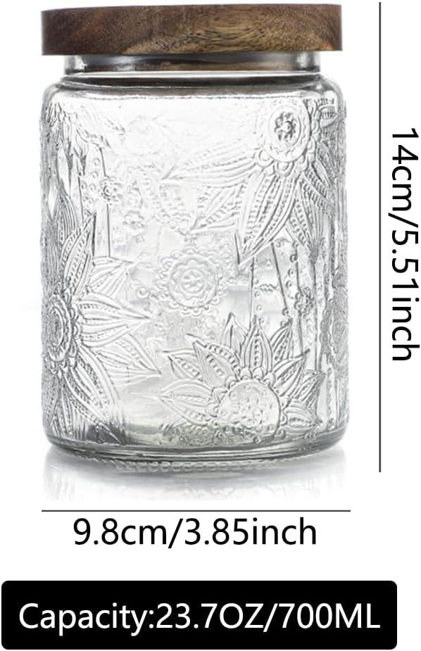 Glass Jar With Lid Vintage Suit Relief Large Capacity Home Kitchen Counter Pantry Sealing Tank