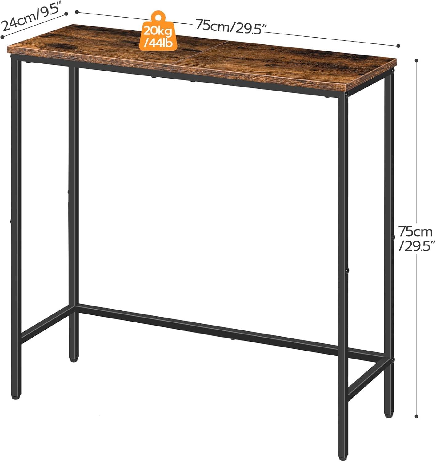 HOOBRO Narrow Console Table, 29.5" Small Entryway Table, Thin Sofa Table, Side Table, Display Table, for Hallway, Bedroom, Living Room, Foyer, Rustic Brown and Black BF75XG01