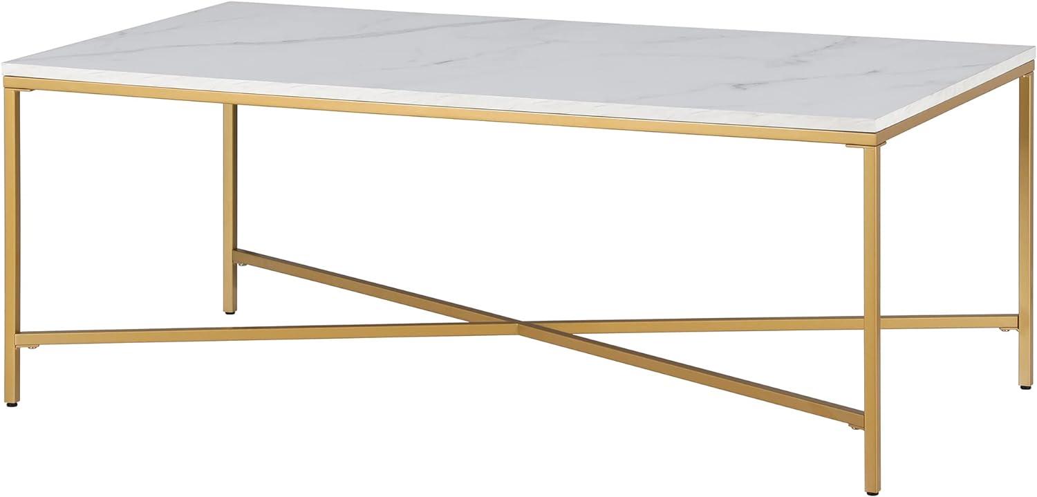 47.63 Inches Brass/Faux Marble Metal Coffee Table - Henn&Hart