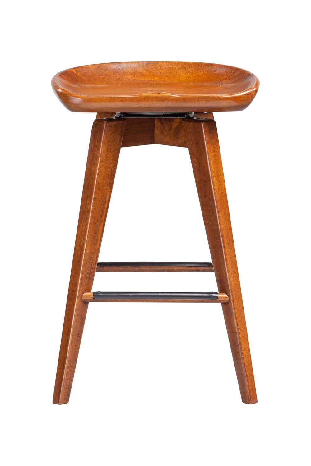 Boraam Bali 24" Backless Swivel Wood Counter Stool, Walnut Finish