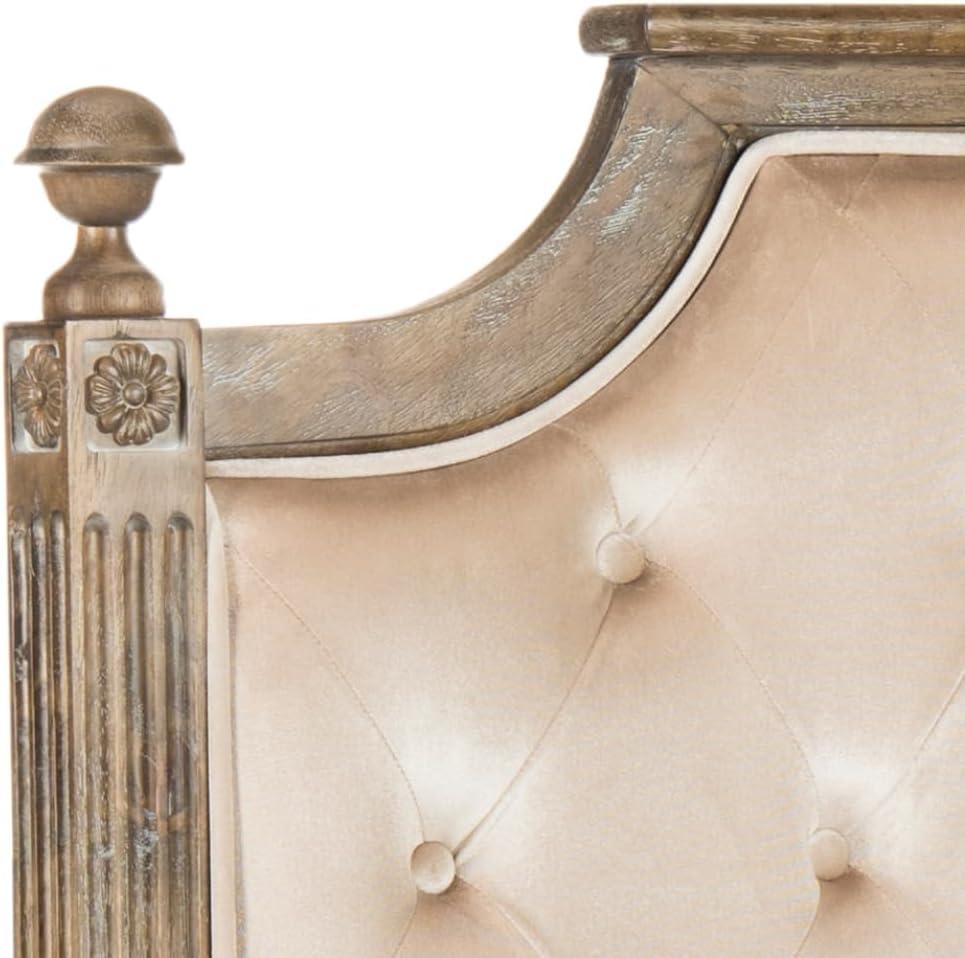 SAFAVIEH Rustic Wood Tufted Upholstered Headboard, Full, Beige Velvet