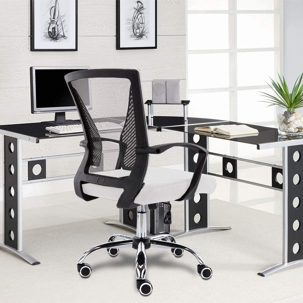 Zuna Mid-Back Swivel Task Chair in Sleek White & Black