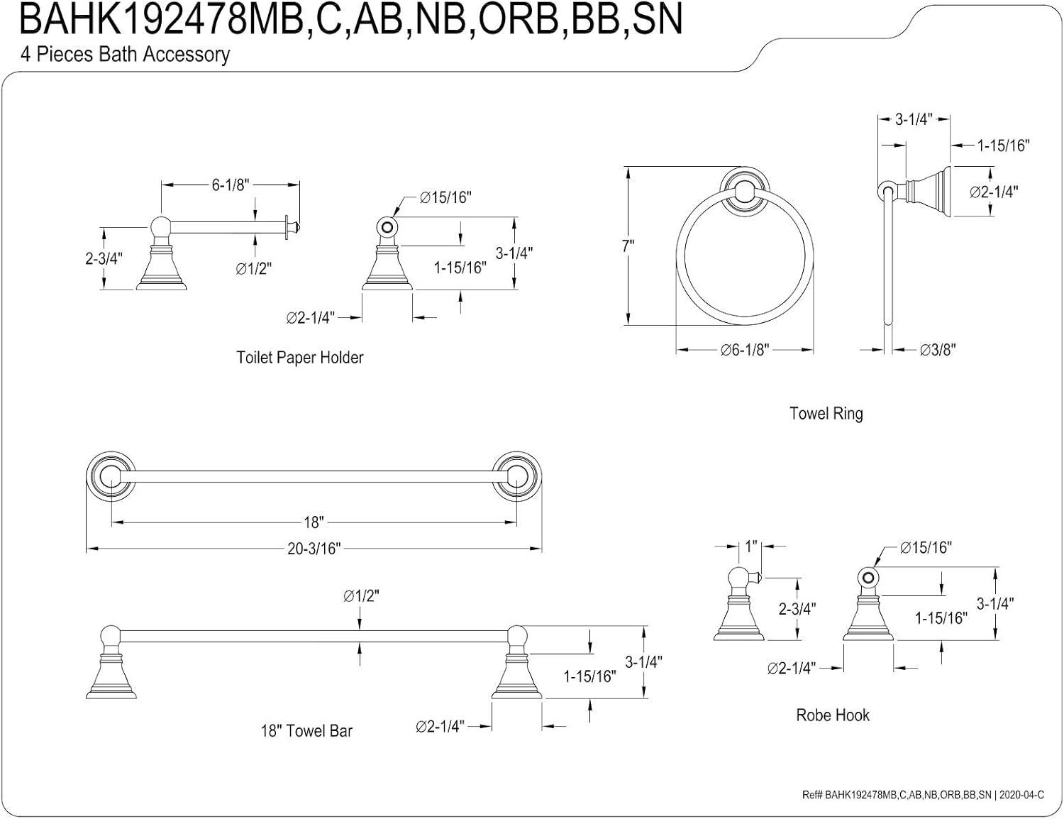 Brushed Nickel 4-Piece Bathroom Hardware Set