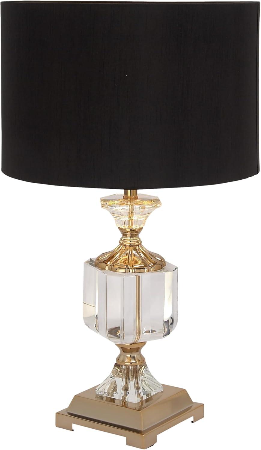 Crystal Table Lamp with Drum Shade Gold - Olivia & May: Faux Silk Shade, No Assembly, Modern Decor