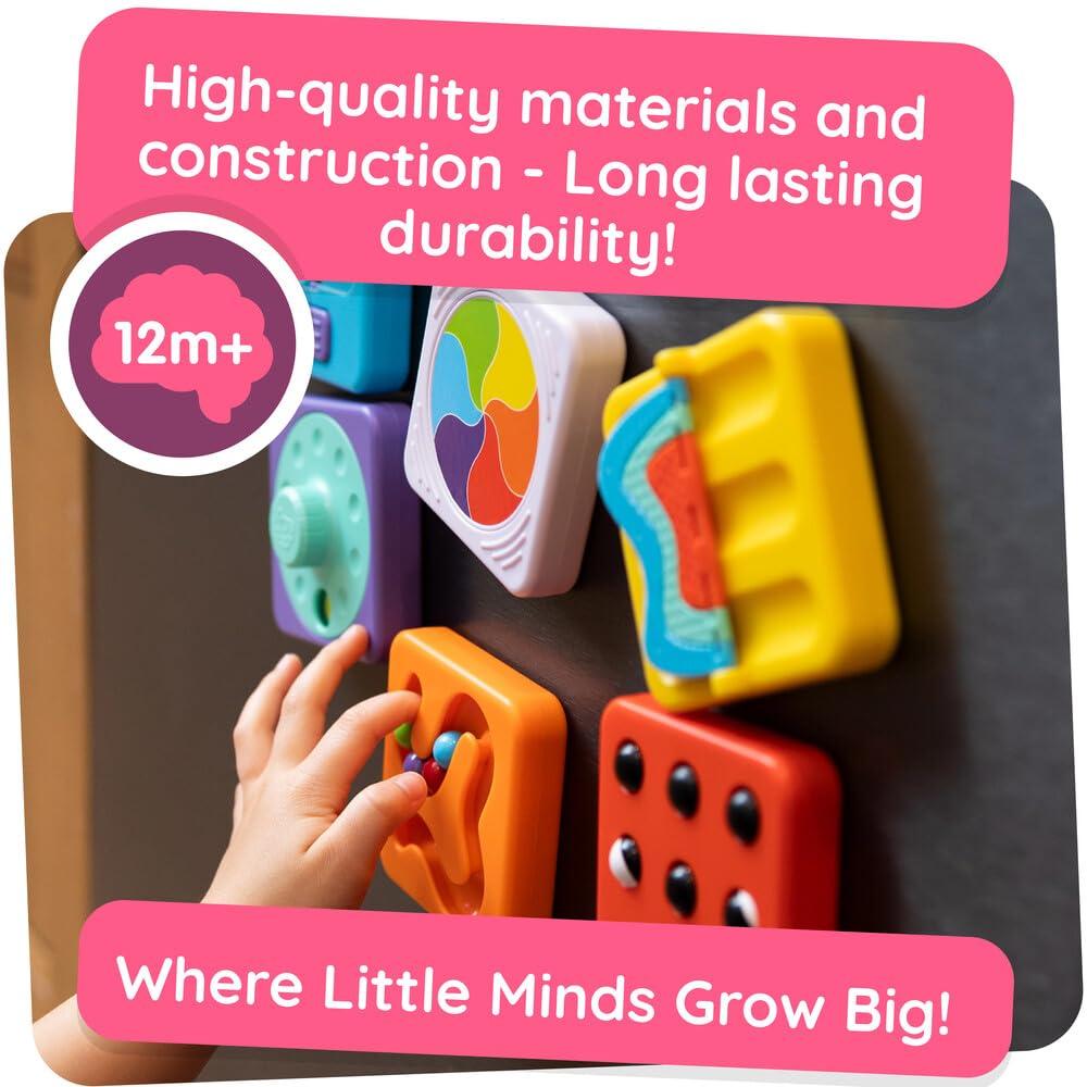 Fat Brain Toys PlayTab Essentials, Modular Sensory Activity Board for Babies and Toddlers Ages 12 Months+