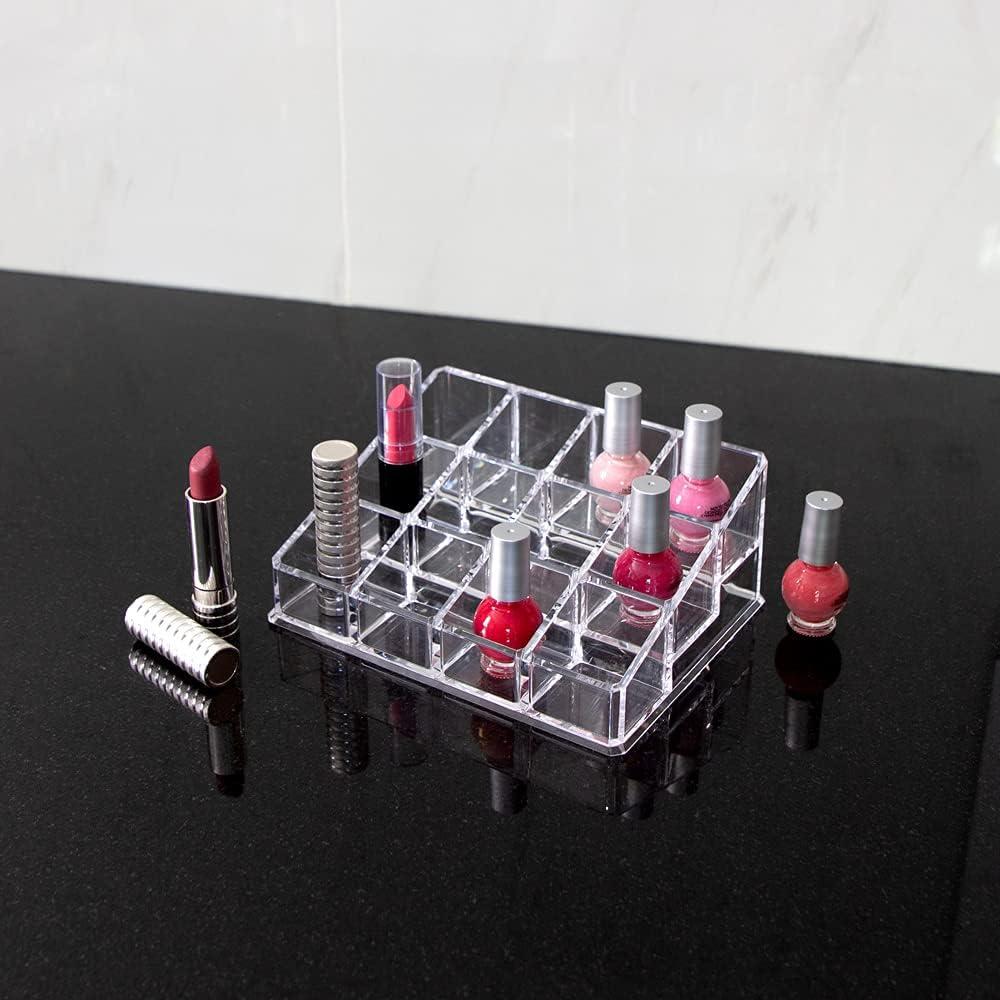 Isaac Jacobs Clear Acrylic 12 Compartment Nail Polish and Makeup Holder