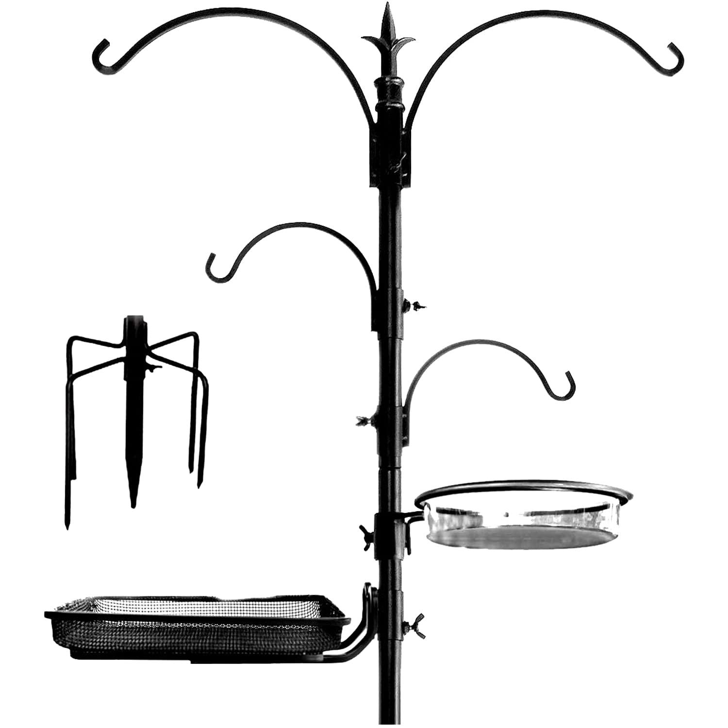 Ashman Online Deluxe Rustproof Bird Feeding Station with Suet Cage, Water Dish, Hanging Kit, Black