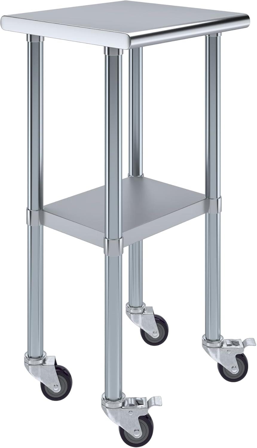 Amgood 24 in. x 18 in. Stainless Steel Table With Wheels