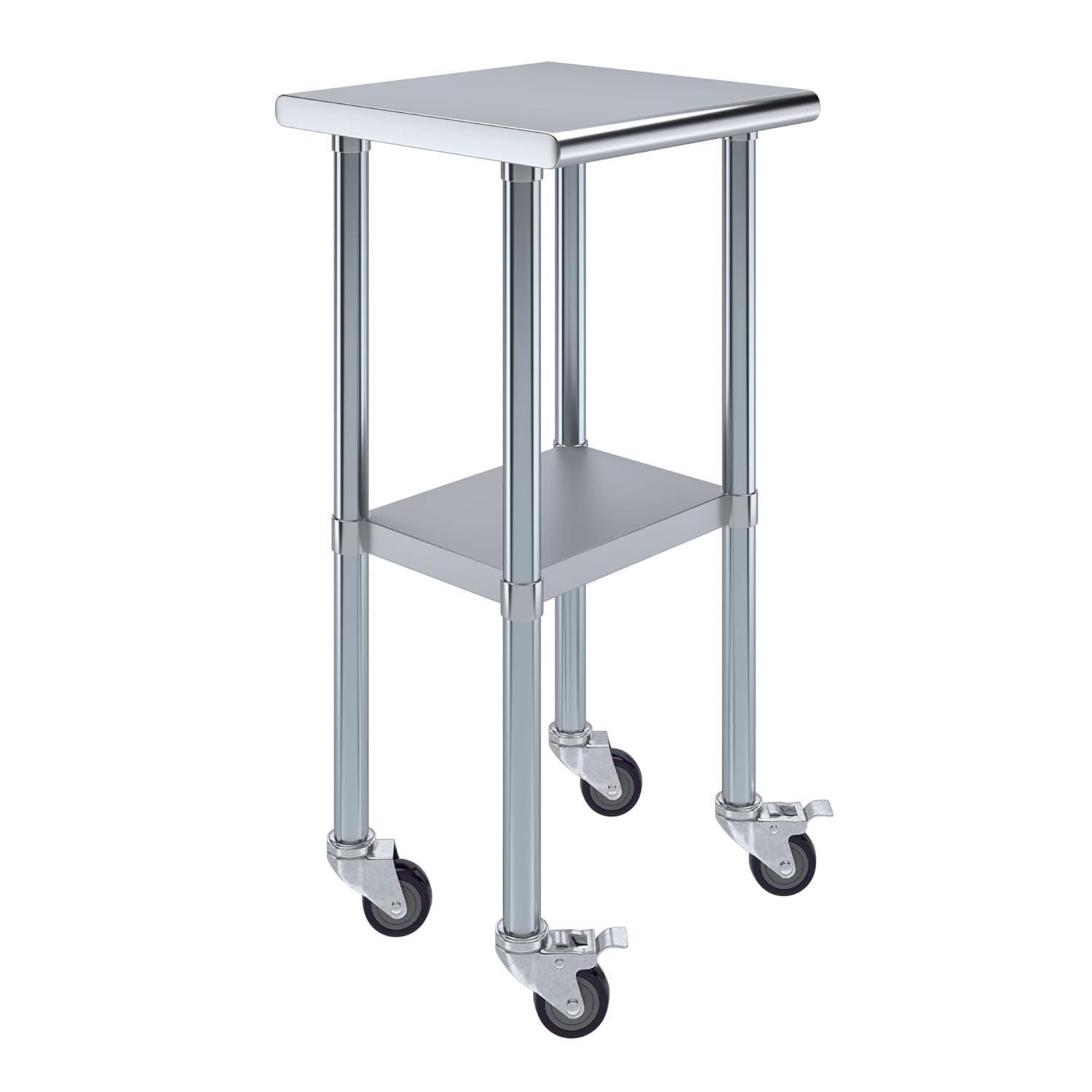 Amgood 24 in. x 18 in. Stainless Steel Table With Wheels